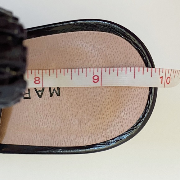 Marc Jacobs purple patent leather yellow gold bow peep toe slingback chunky heel - Picture 11 of 11